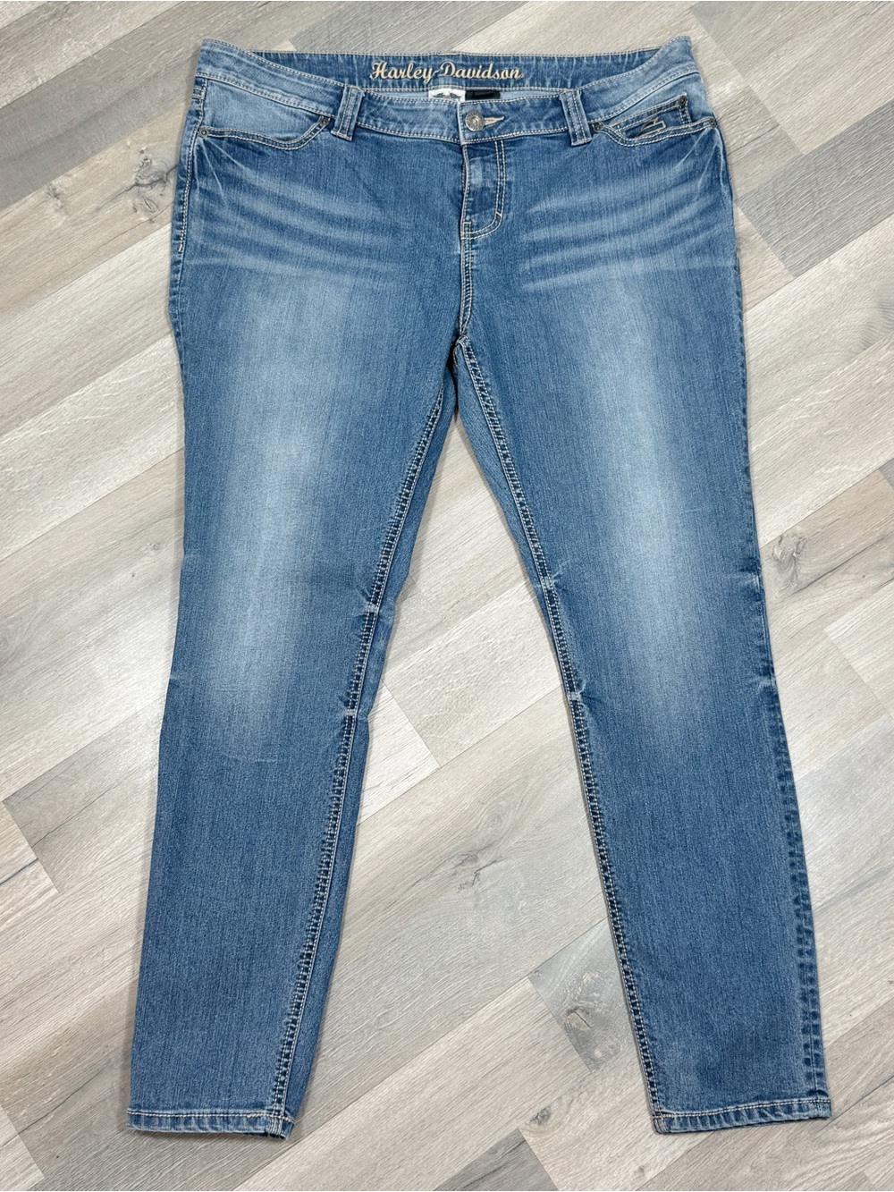Harley-Davidson Skinny Slim-Fit Low-Rise Jeans Indigo Women Size 18 99130-17VW - Picture 3 of 12